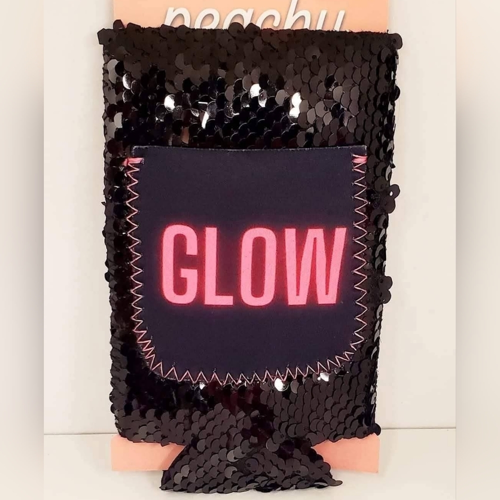 Black Sequin Glow Koozie